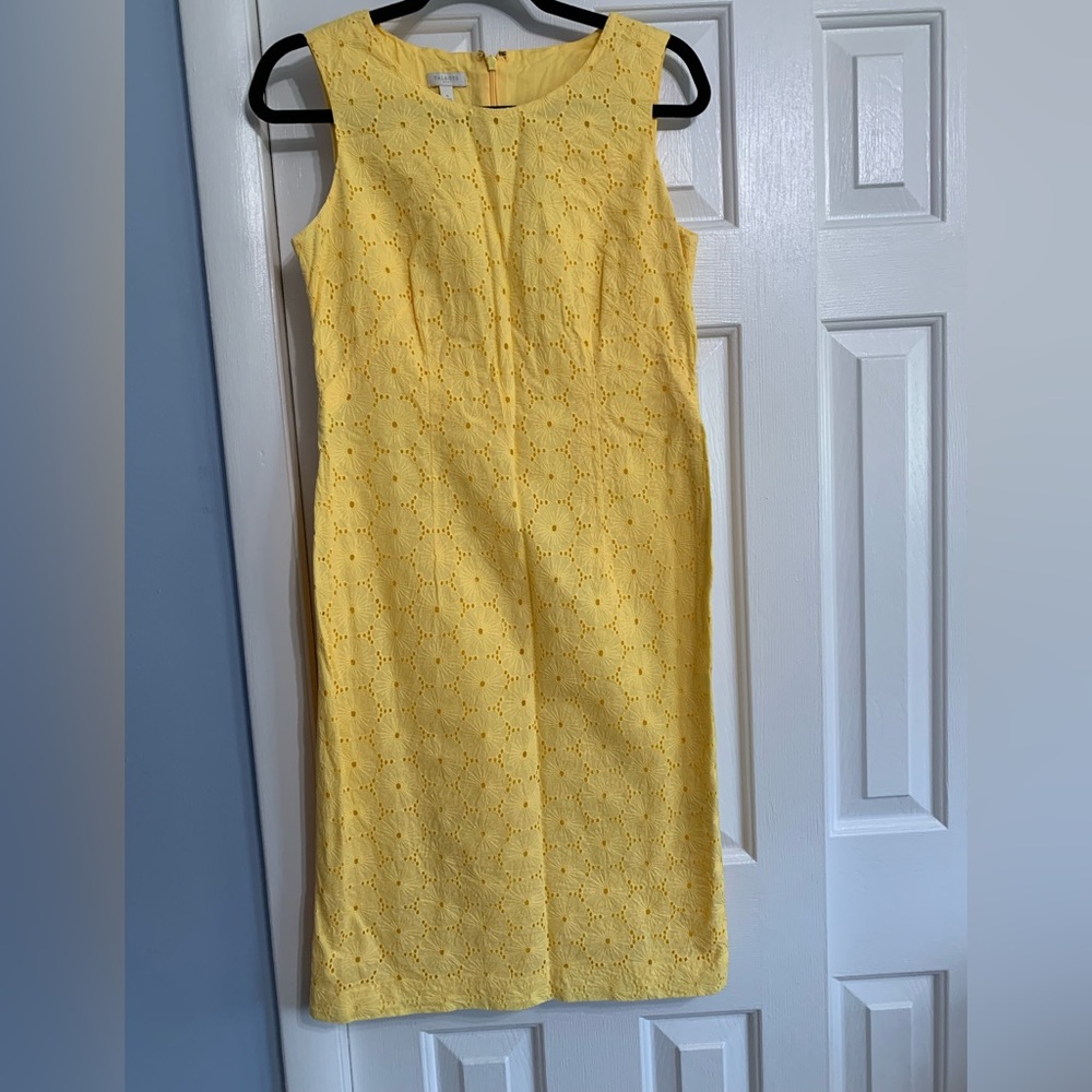 Talbots Yellow Eyelet Sheath Dress